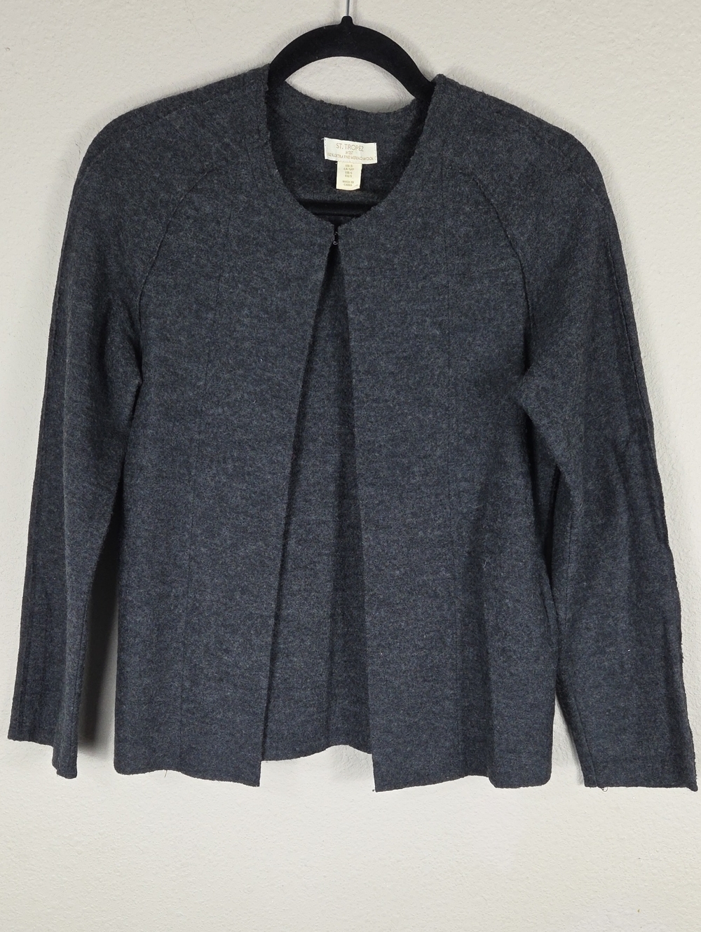 St. Tropez West 100% Extra Fine Merino Wool Cardigan Sweater Size Small